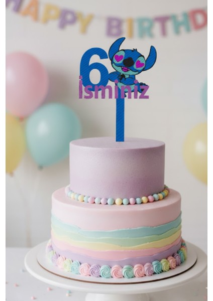 Stitch Isimli 6 Yaş Pasta Süsü