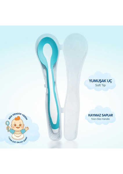 Taşıma Kutulu Mamakaşığı Yumuşak Uçlu Mavi modelleri