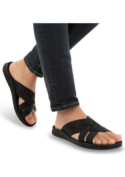 Tiger Ortopedik Siyah Taban Günlük Konfor Erkek Terlik