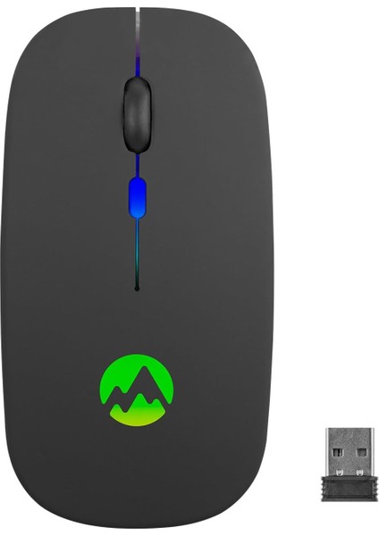 SMW710 USB 2.4 Ghz Led&apos;li 800/1200/1600 Dpı Şarjlı Kablosuz Mouse SMW710, Siyah