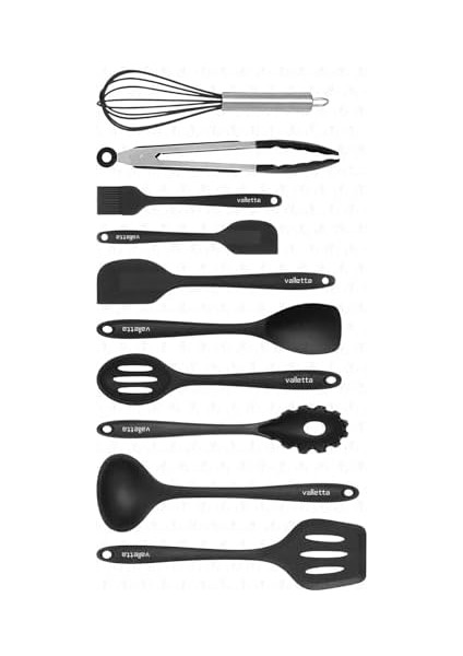 Salvatore Dayanıklı Yanmaz Yapışmaz Silikon Spatula Seti 10 Parça Siyah modelleri