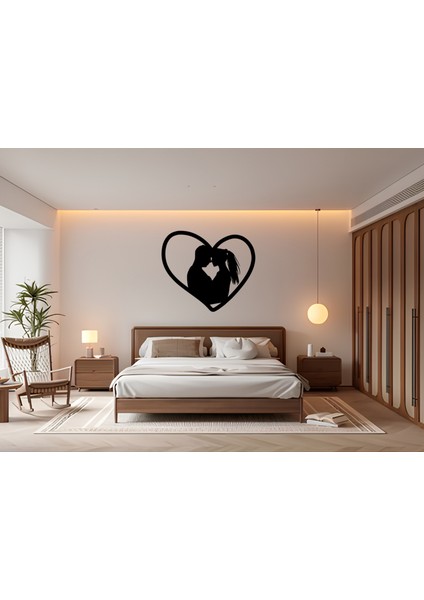 Aşk Temalı Kalp & Çift Silüetli Ahşap LED Işıklı Tablo – Romantik Dekor & Özel Gün Hediyesi fiyatları