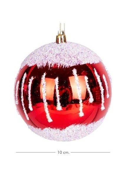 Yılbaşı Topu Renkli Simli Kar Efektli 2&apos;li Paket Kırmızı-Beyaz 10 Cm. fiyatları
