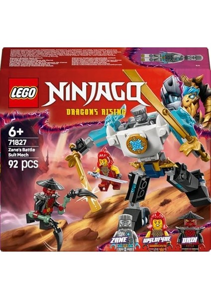Zane’in Savaş Zırhı Mech’i 71827-6 Yaş ve Üzeri Çocuklar Için 3 Minifigürlü Yaratıcı Oyuncak Yapım Seti, Doğum Günü Hediyesi (92 Parça) modelleri