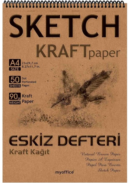 Kağıt A4 Eskiz Defteri 90 Gr. Spiralli 50 Yaprak