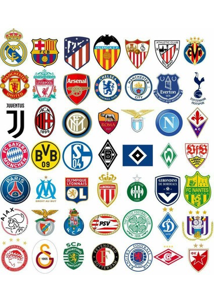Yabancı Futbol Takım Logoları Telefon Laptop Notebook Tablet Defter Matara Stiker Etiket ST2085