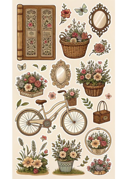 Vintage Telefon Laptop Notebook Tablet Defter Matara Stiker Etiket ST2104