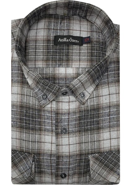 Büyük Beden Çift Cep Klasik Kışlık Kaşmir Gömlek - 7462