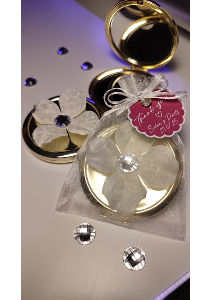 Gelin & Nedime Hediyeliği | Çiçek ve Taş Detaylı Lüks Ayna