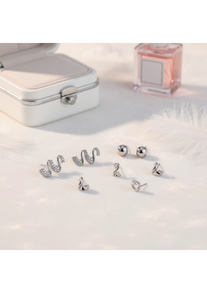 Minimal Tasarım 316L Çelik 6’lı Kadın Küpe Seti | Yusso