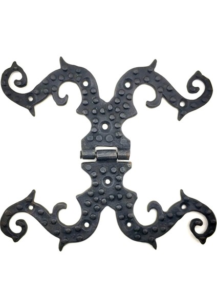 Antika Tarz Dekoratif Pirinç Süslü Menteşe - 190X170 Mm, Oksit - Lisinya