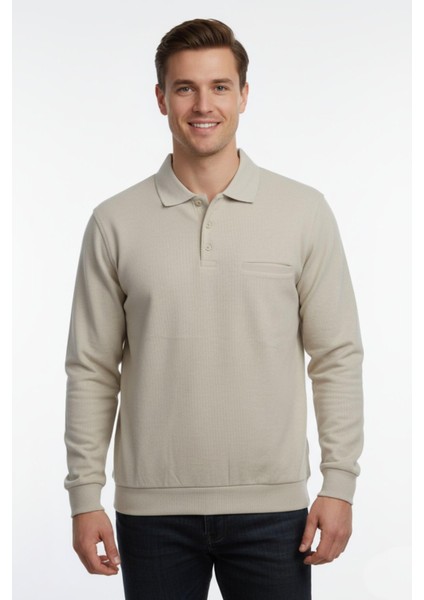 Erkek Polo Yaka Cepli Selanik Sweatshirt Regular Kalıp BGL-ST04872