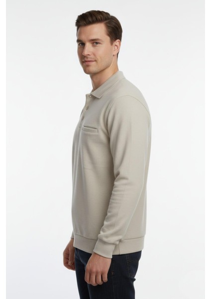 Erkek Polo Yaka Cepli Selanik Sweatshirt Regular Kalıp BGL-ST04872 fiyatları