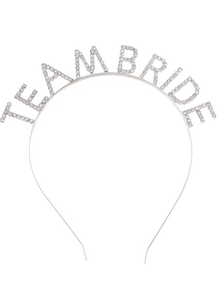 Gümüş Kaplama Kristal Taşlı Team Bride Taç 16X17 cm - Lisinya