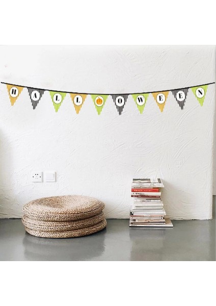 Cadılar Bayramı Kabak Temalı Halloween Yazılı Banner Süs Flama 3 Metre - Lisinya