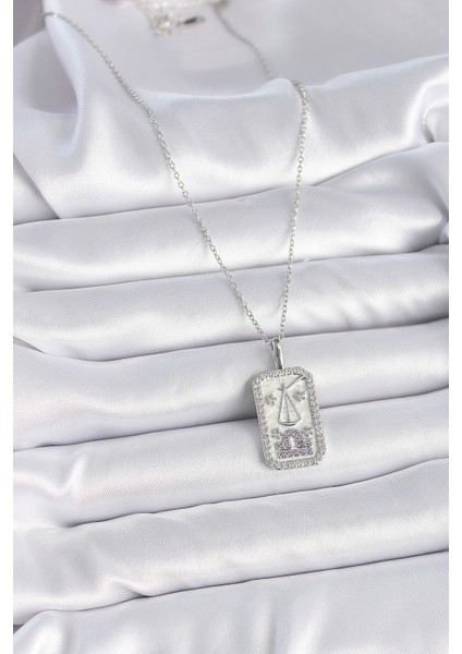 316L Çelik Gümüş Renk Terazi Burcu Zirkon Taşlı Kadın Kolye - Lisinya fiyatları