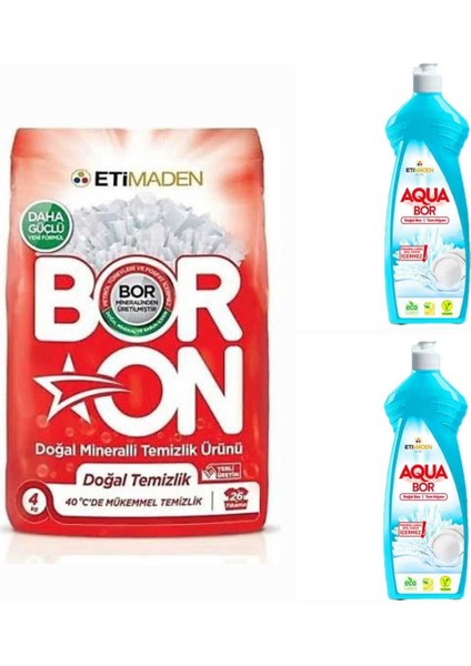 Toz Deterjan 4 kg 26 Yıkama +2 Adet Aquabor Bulaşık Deterjanı