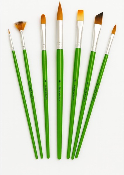 Fırçası Yeşil 7 Parça Akrilik Yağlıboya Fırça Seti