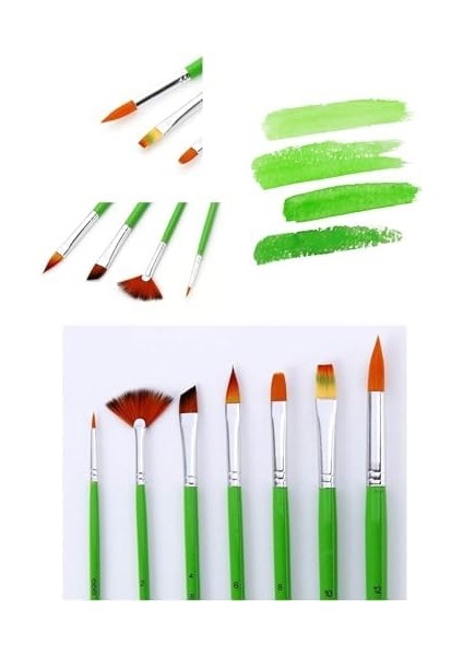 Fırçası Yeşil 7 Parça Akrilik Yağlıboya Fırça Seti modelleri