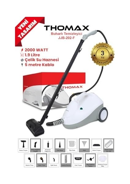 Fonksiyonlu Buharlı Temizleyici Buharlı Temizlik 2000 Watt 1.9lt fiyatları