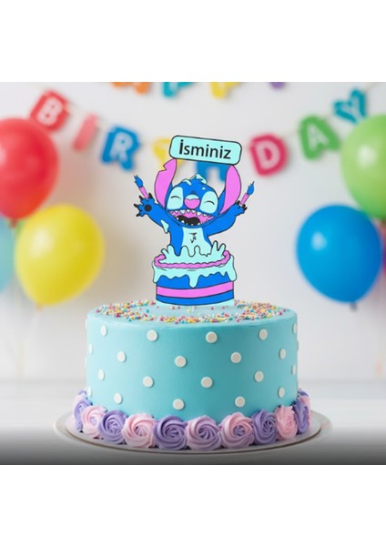 Stitch Isme Özel Pasta Süsü