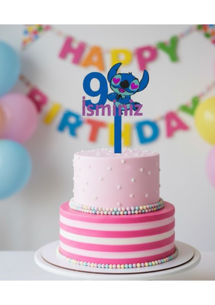 Stitch Isimli 9 Yaş Pasta Süsü