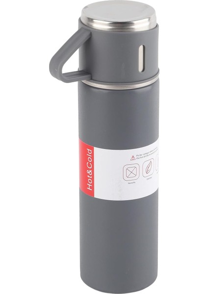 Vakumlu Kupa Paslanmaz Çelik Vakum Yalıtımlı 500ML, Taşınabilir Şişe, Açık Gri Vakumlu Kupa Şişesi