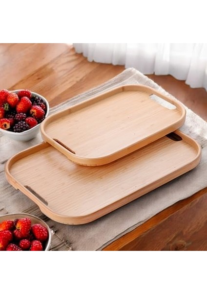 Dikdörtgen Bambu Servis Tepsisi, 2&apos;li Set, 33X22 cm ve 40X28 cm | Dikdörtgen Bambu Tepsi fiyatları