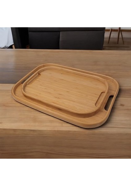 Dikdörtgen Bambu Servis Tepsisi, 2&apos;li Set, 33X22 cm ve 40X28 cm | Dikdörtgen Bambu Tepsi modelleri