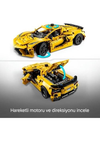 Chevrolet Corvette Stingray 42205 – 9 Yaş ve Üzeri Erkek ve Kız Çocukları Için Silindirli Motor ve Diferansiyel Içeren Yapım Seti, Çocuklar ve Yetişkinler Için Hediye Fikri (732 Parça) modelleri