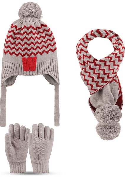 4-8 Yaş 3'lü Takım Erkek Atkı, Eldiven ve Şapka Set Içi Polarlı