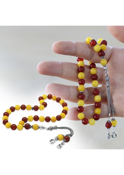 925 Ayar Gümüş Isme Özel Harf Püsküllü Küre Kesim Sarı Kırmızı Jade Akik Doğaltaş Taraftar Tesbih fiyatları