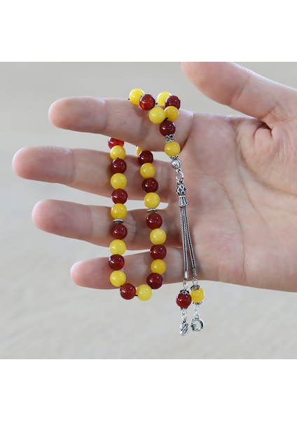 925 Ayar Gümüş Isme Özel Harf Püsküllü Küre Kesim Sarı Kırmızı Jade Akik Doğaltaş Taraftar Tesbih fırsatları