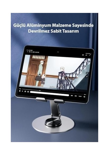 Yükseklik Ayarlı 360° Dönebilen Tablet Laptop Masaüstü Telefon Tutucu Kaymaz Ped Mor fiyatları