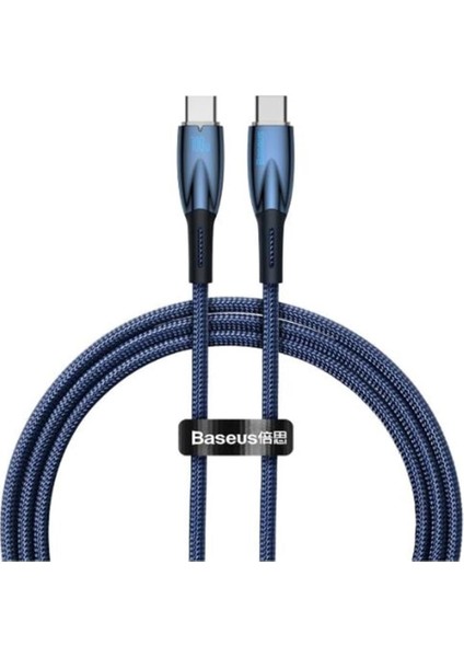 Glimmer Series 100W 100 cm Pd Type-C Şarj Kablosu Mavi