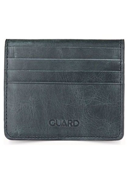 Guard Antik Siyah Patlı Tasarım Deri Kartlık
