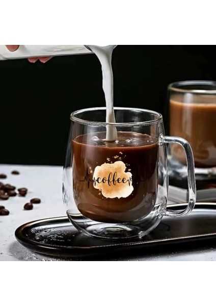 2 Adet Odi Çift Cidarlı Cam Kupa Kulplu 250 ml modelleri