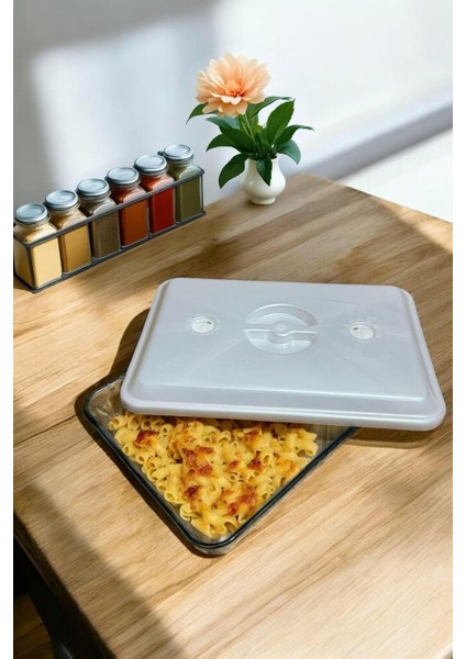 Kanallı Dikdörtgen Kapağı Fırın ve Mikrodalga Uyumlu