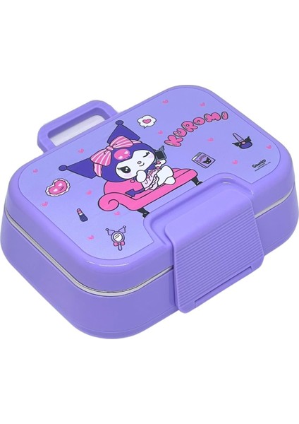 Bento 1030ML Lunchbox Lisanslı Tek Katlı 2 Bölmeli Paslanmaz Çelik Sefer Tası Yemek Kutu (Mor1)