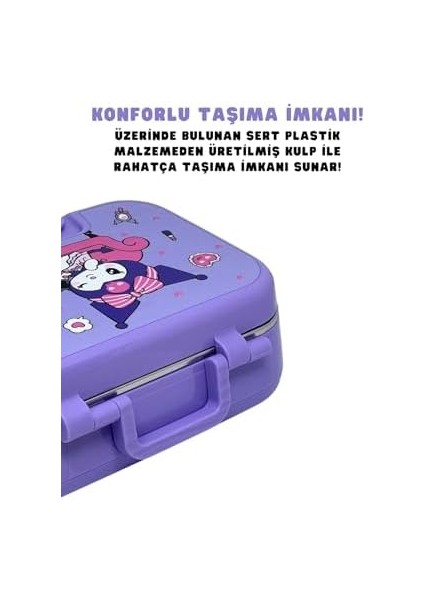 Bento 1030ML Lunchbox Lisanslı Tek Katlı 2 Bölmeli Paslanmaz Çelik Sefer Tası Yemek Kutu (Mor1) fiyatları