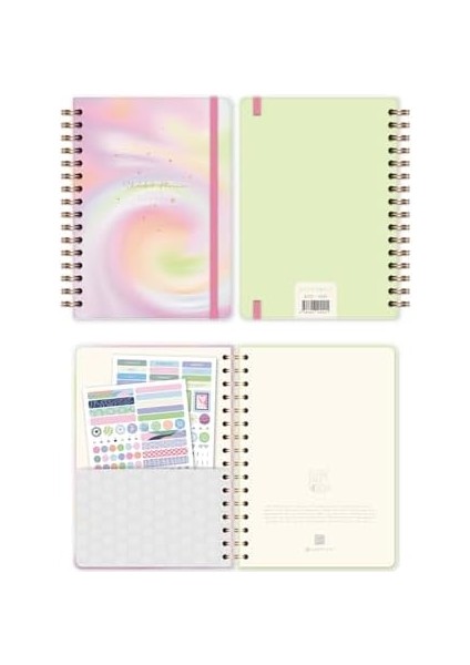 A5 Spiralli Süresiz Renkli Planlayıcı Ajanda Motivasyon Sayfalı Soyut fiyatları