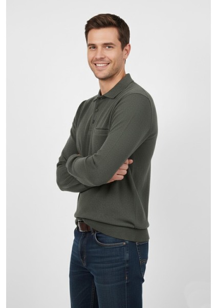 Erkek Polo Yaka Cepli Selanik Sweatshirt Regular Kalıp BGL-ST04872 fiyatları