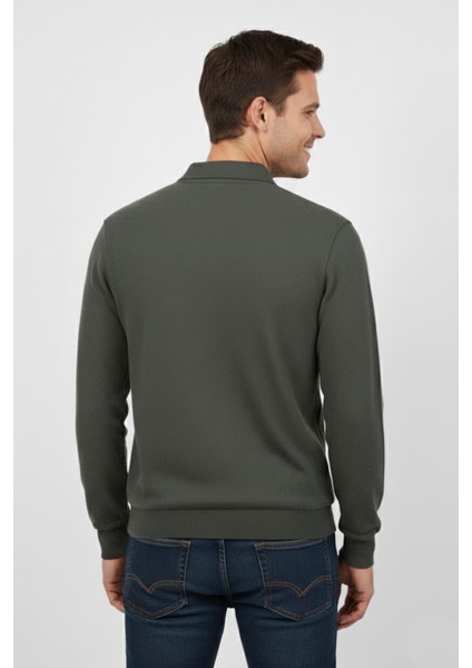 Erkek Polo Yaka Cepli Selanik Sweatshirt Regular Kalıp BGL-ST04872 modelleri