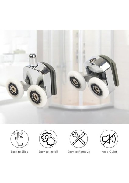 Kabin Teker Seti,4 Adet Krom Tekerleği,tüm Duşa Kabinlere Uyumlu Tekerlek Seti Takımı 2 Alt 2 Üst Teker Rulmanı modelleri