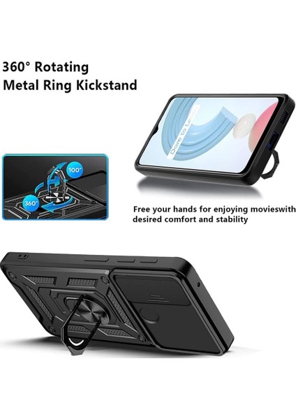 Realme C21Y Kılıf Lens Sürgülü Yüzüklü Tank Silikon Pars modelleri