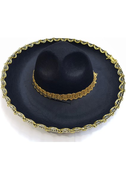 Altın Renk Şeritli Meksika Mariachi Latin Şapkası 55 cm Çocuk - Lisinya fiyatları