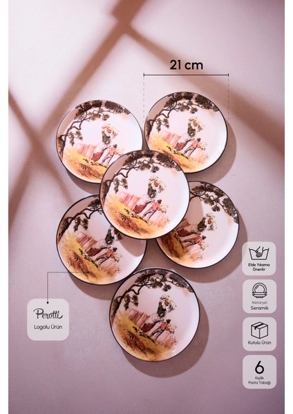 Old English the Gleaners V1 6 Kişilik Pasta Takımı 21 cm