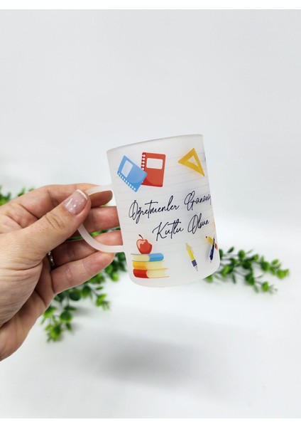 Öğretmenler Için Buzlu Cam Öğretmenler Günü Temalı Çay Bardağı Çay Fincanı