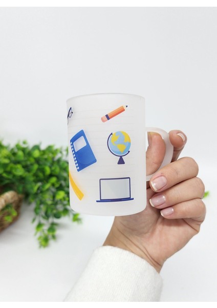 Öğretmenler Için Buzlu Cam Öğretmenler Günü Temalı Çay Bardağı Çay Fincanı modelleri