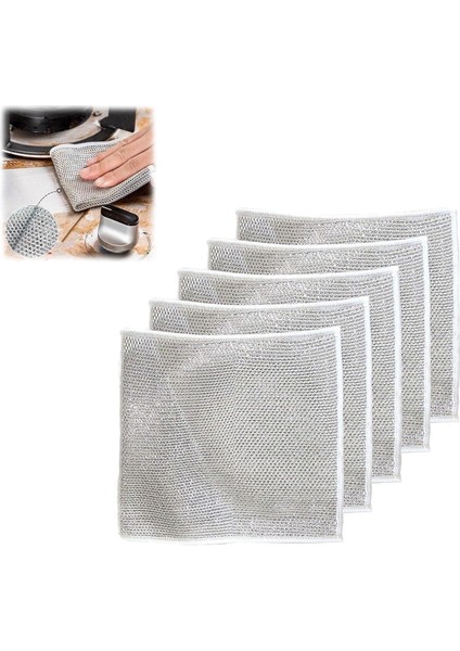 Gümüş Tel Bez Temizleme Bezi Yağsız Bez Izgaralar Soba Bulaşık Yıkama Cleanin Ev Pot X6D5 ve Yıkama Bezi